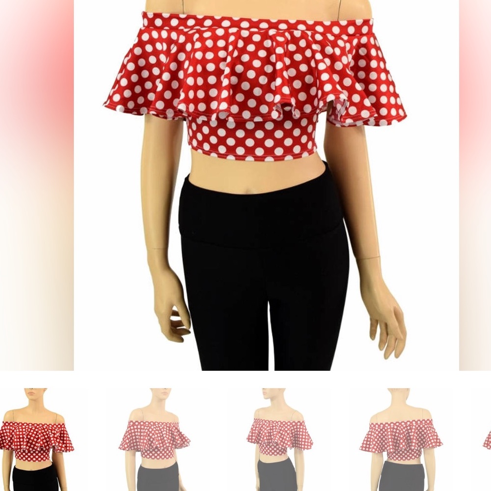 Red polka dot crop top